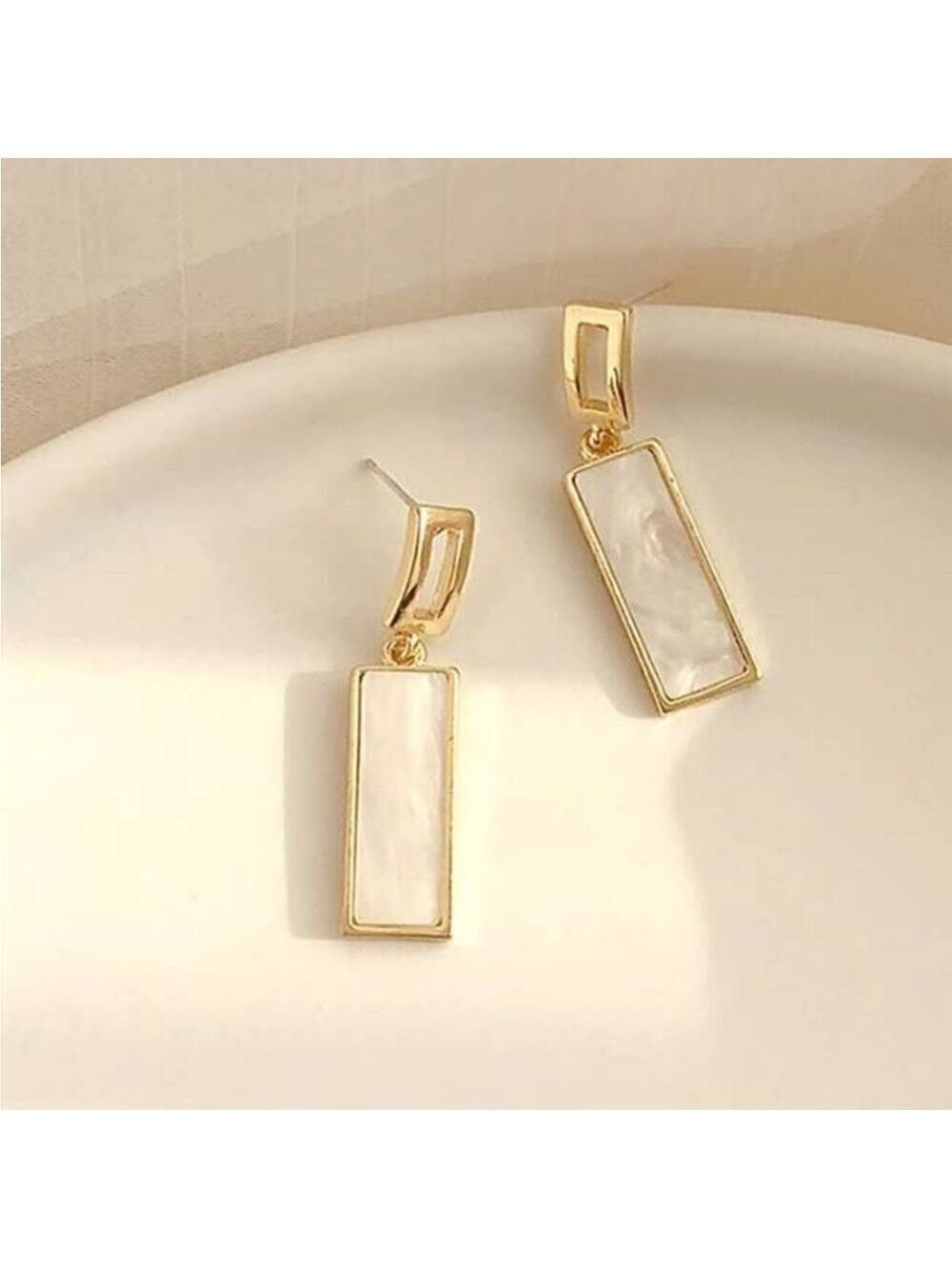Fashion Pearl Gold Edged Drop Earrings